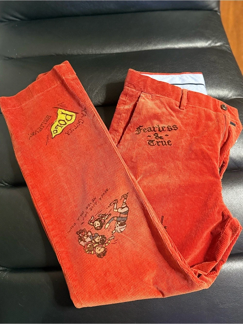 Polo by Ralph Lauren Red Corduroy Jeans with Sports Graphic
